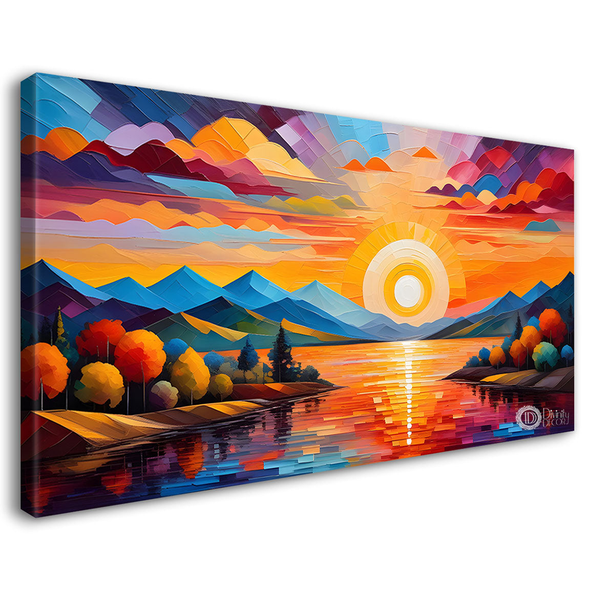 Sunset view textured modern art Canvas Painting - Design - Modern-L-467