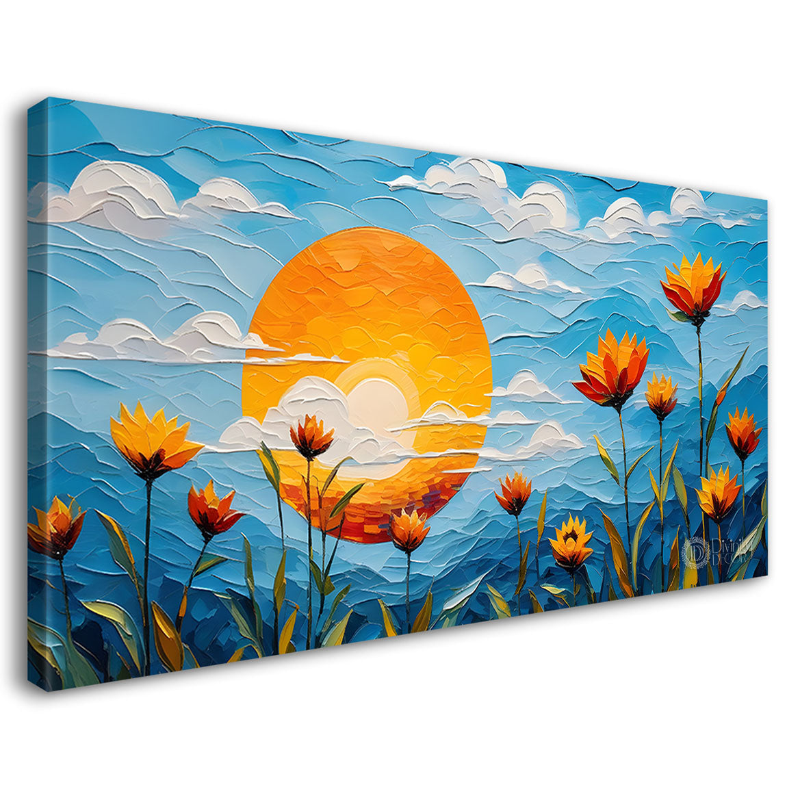 Flowers and the sun painting Canvas Painting - Nature Art -467
