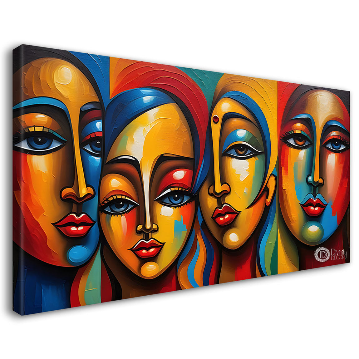 Multiple faces in textured modern art Canvas Painting - Design - Modern-L-469