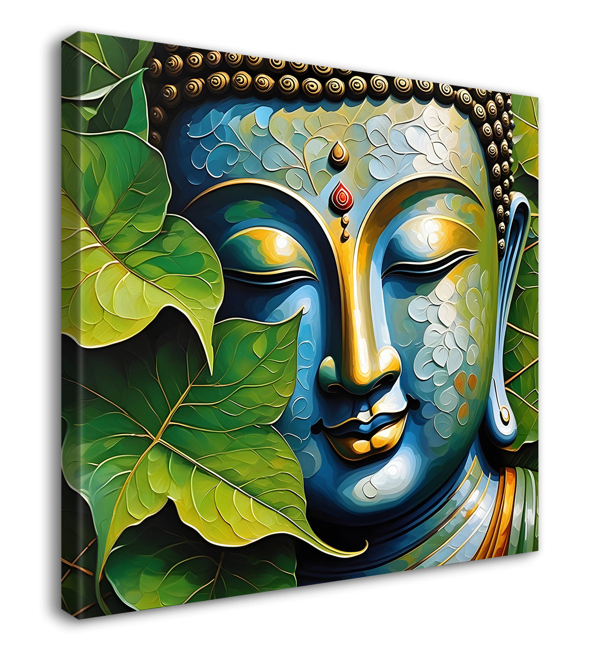 Golden Buddha Painting with textured color 24x24 inch Buddha-S-46