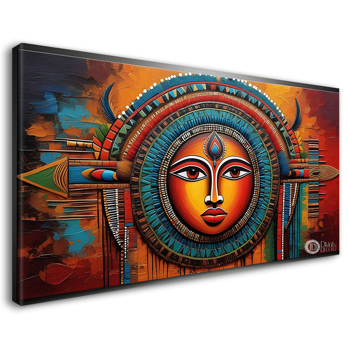 Lady face in tribal traditional art Canvas Painting - Design - Modern-L-46