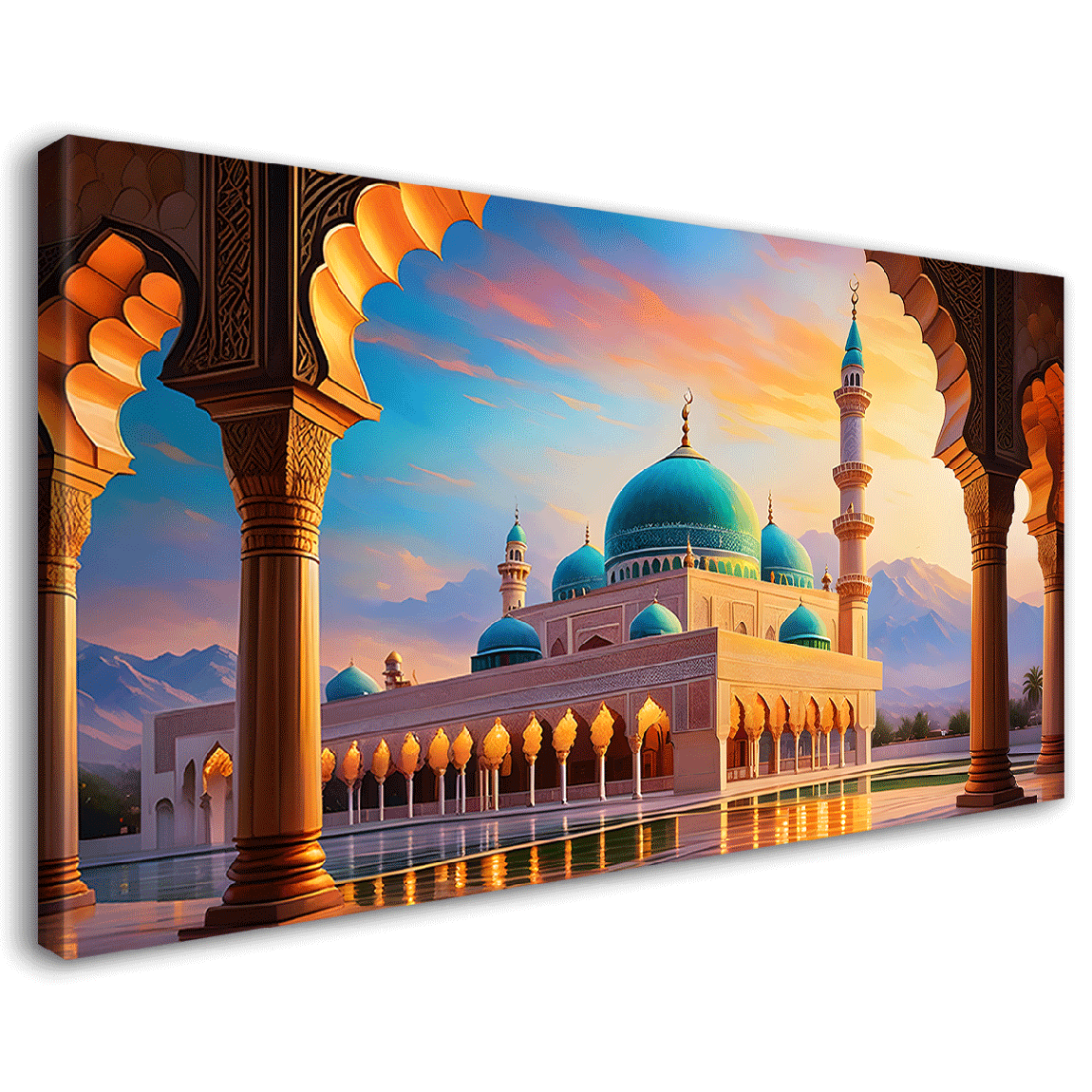 Islamic mosque with sunrise oil painting Canvas Painting - Islamic paintings - 47