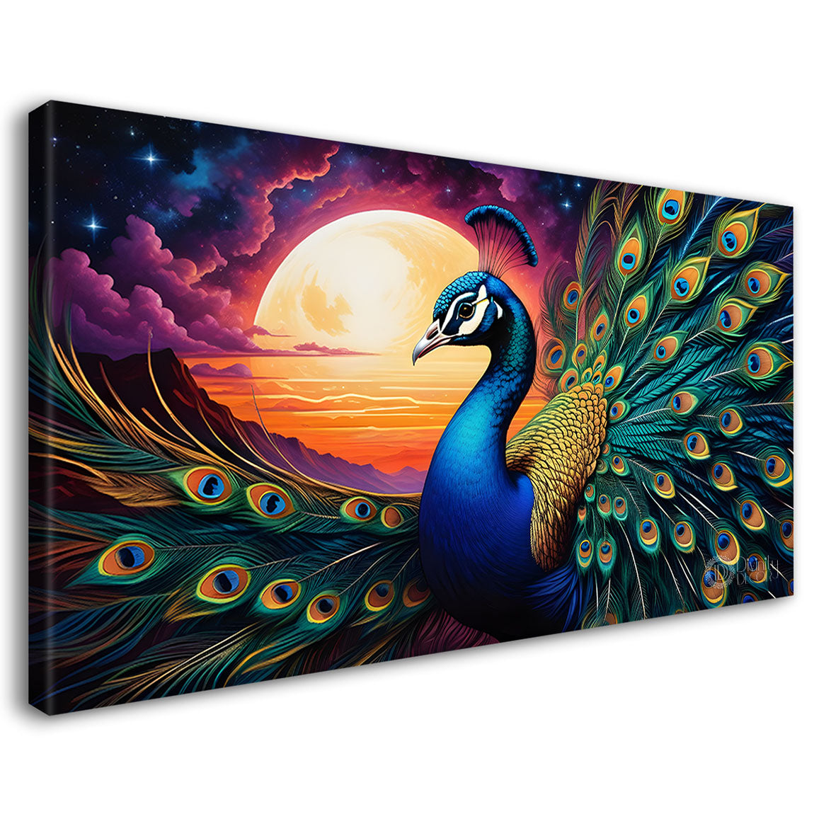 Peacock on the branch with bright colors modern art Canvas Painting - Design - Peacock-47