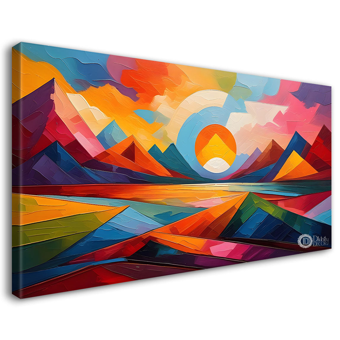 Sunset view textured modern art Canvas Painting - Design - Modern-L-470