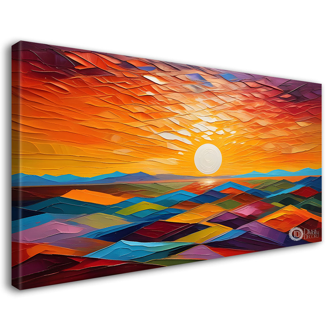 Sunset view textured modern art Canvas Painting - Design - Modern-L-472
