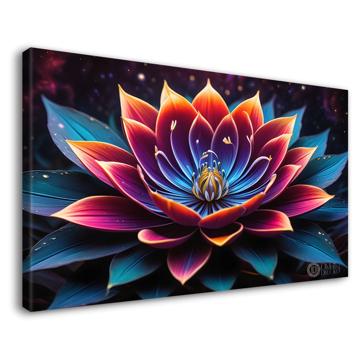 Lotus in the black background canvas painting- Flower-473