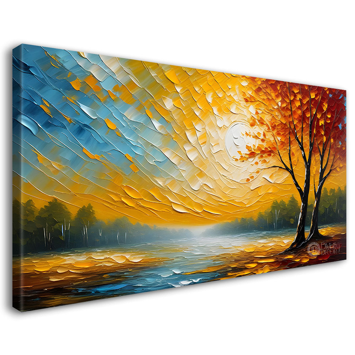 Tree and lake painting Canvas Painting - Nature Art -473