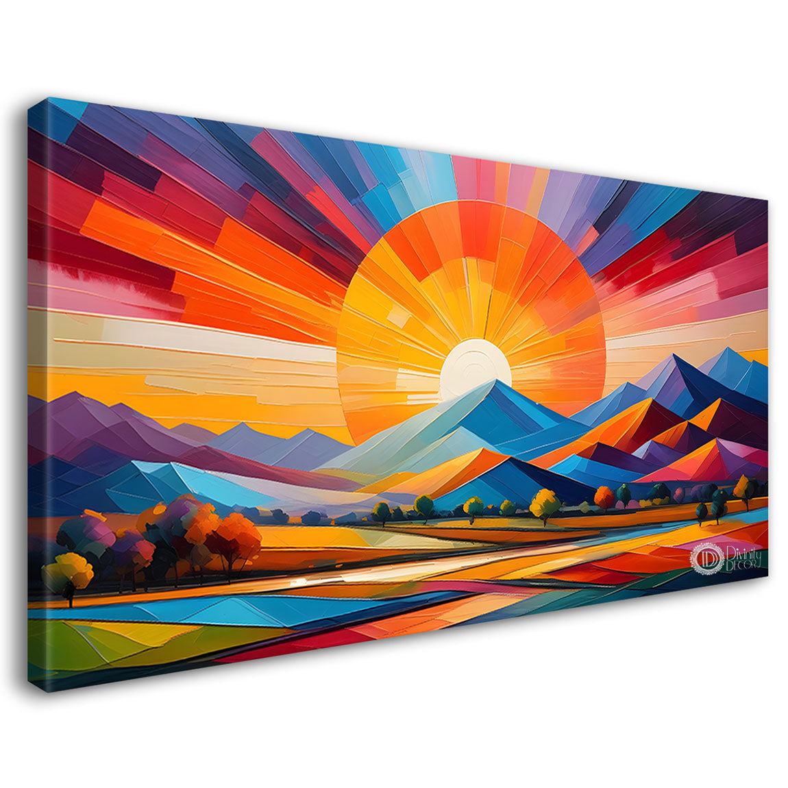 Sunset view textured modern art Canvas Painting - Design - Modern-L-474