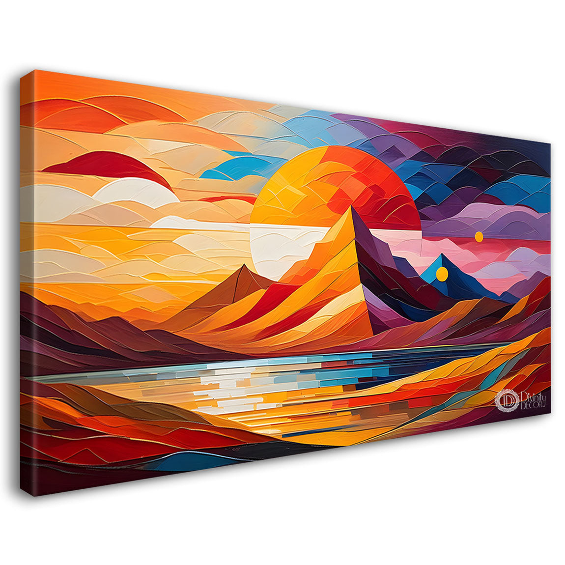 Sunset view textured modern art Canvas Painting - Design - Modern-L-476