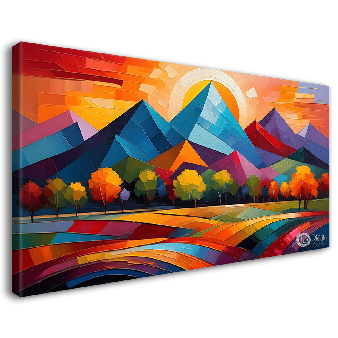 Sunset view textured modern art Canvas Painting - Design - Modern-L-477