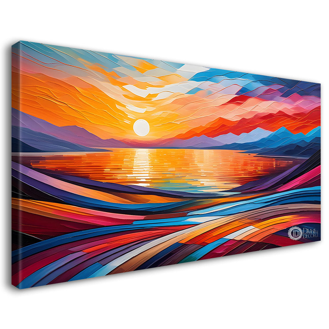 Sunset view textured modern art Canvas Painting - Design - Modern-L-479