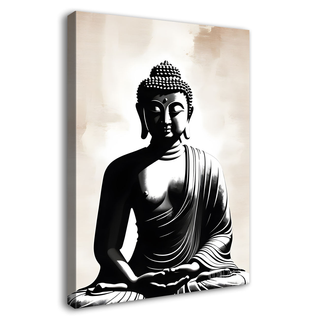 Grey buddha  in light background textured painting - Buddha-V-47