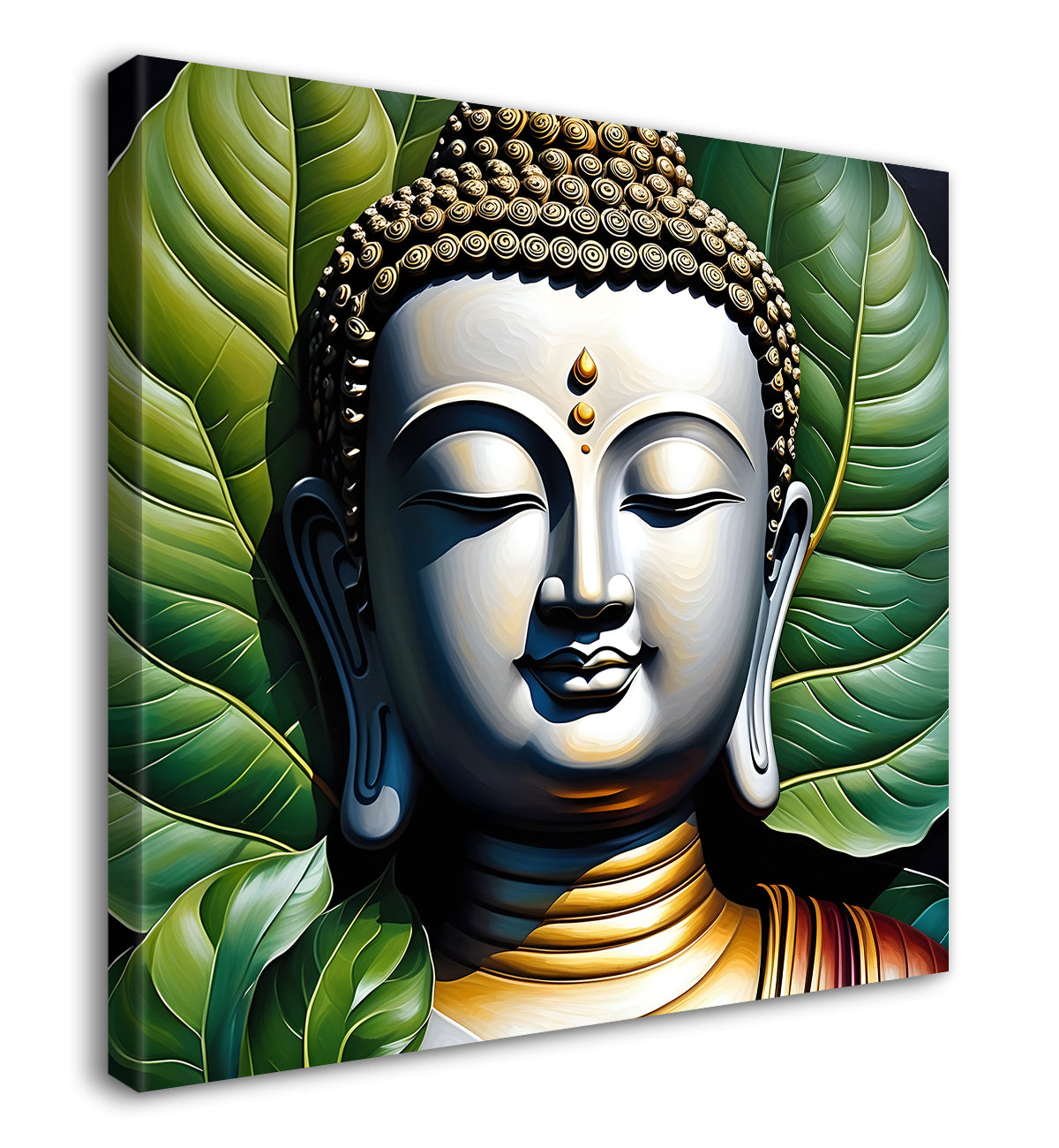 Golden Buddha Painting with textured color 24x24 inch Buddha-S-47