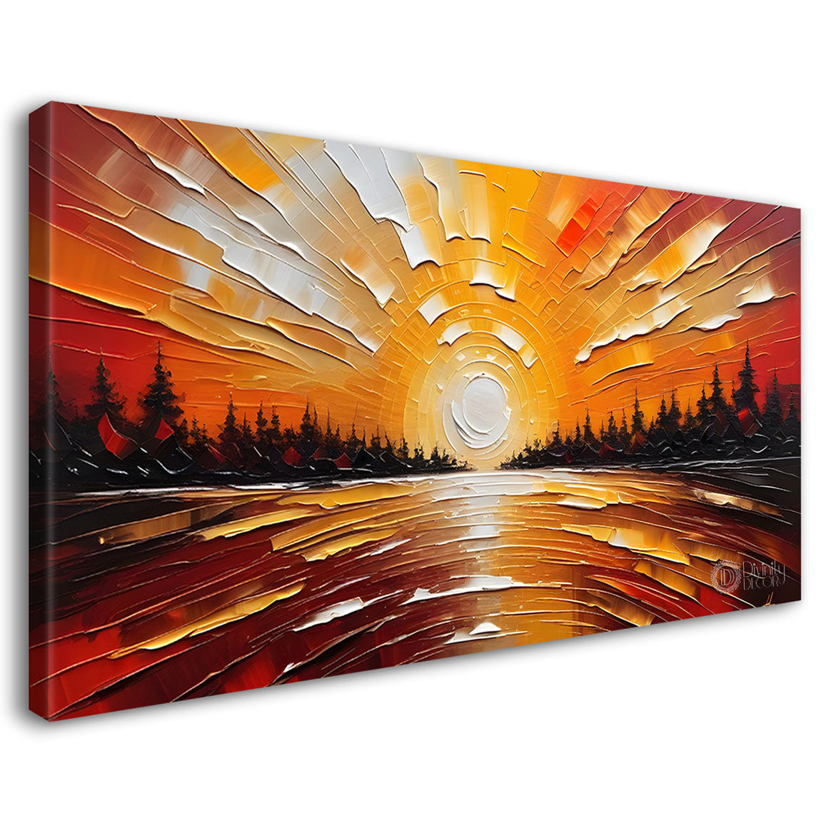 Sunset orange textured painting Canvas Painting - Nature Art -480