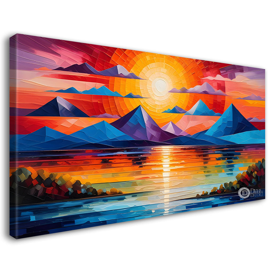Sunset view textured modern art Canvas Painting - Design - Modern-L-482