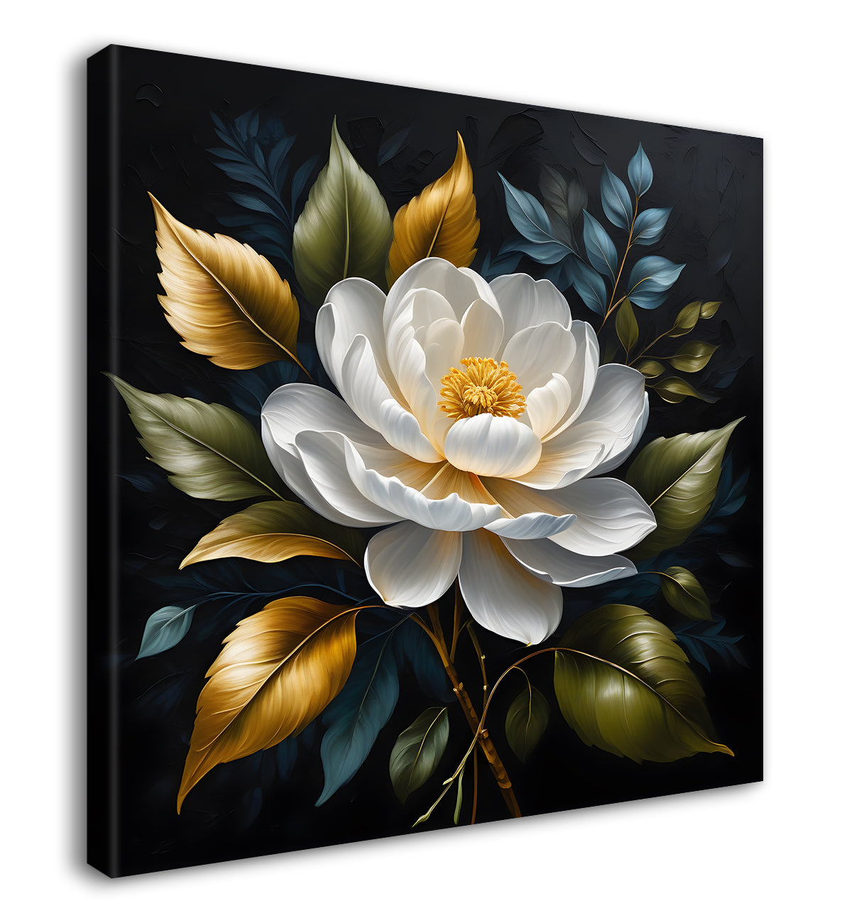 Purple flower in black textured oil painting - Flower-S-483