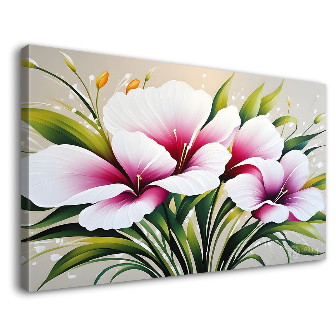 Purple flowers in light background canvas painting- Flower-486