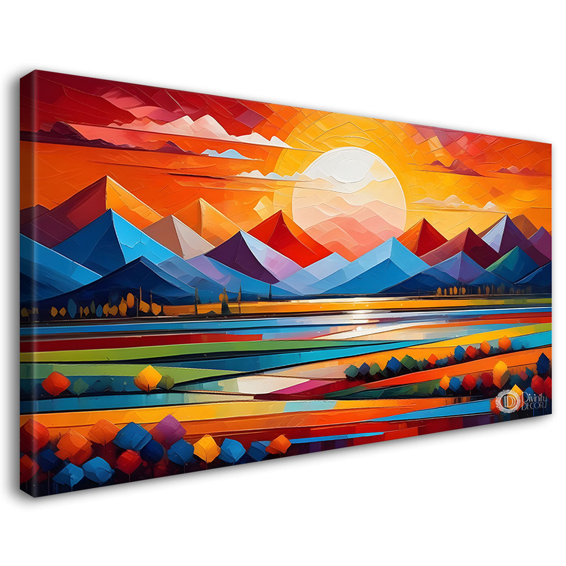 Sunset view textured modern art Canvas Painting - Design - Modern-L-489