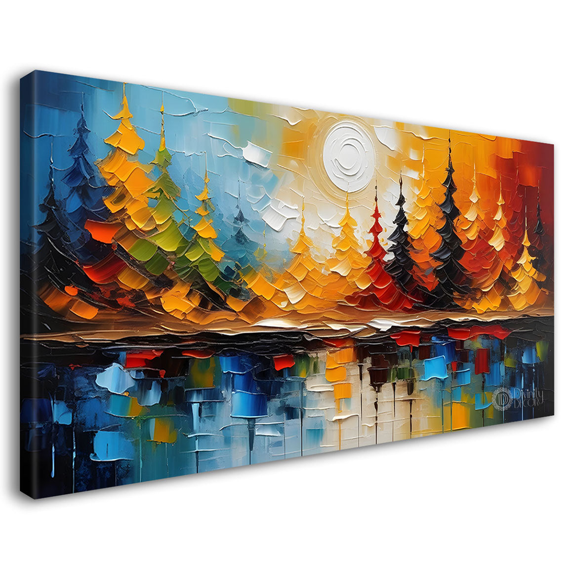 Colorful trees textured painting Canvas Painting - Nature Art -489