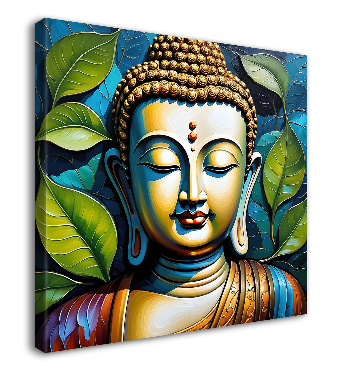 Golden Buddha Painting with textured color 24x24 inch Buddha-S-48