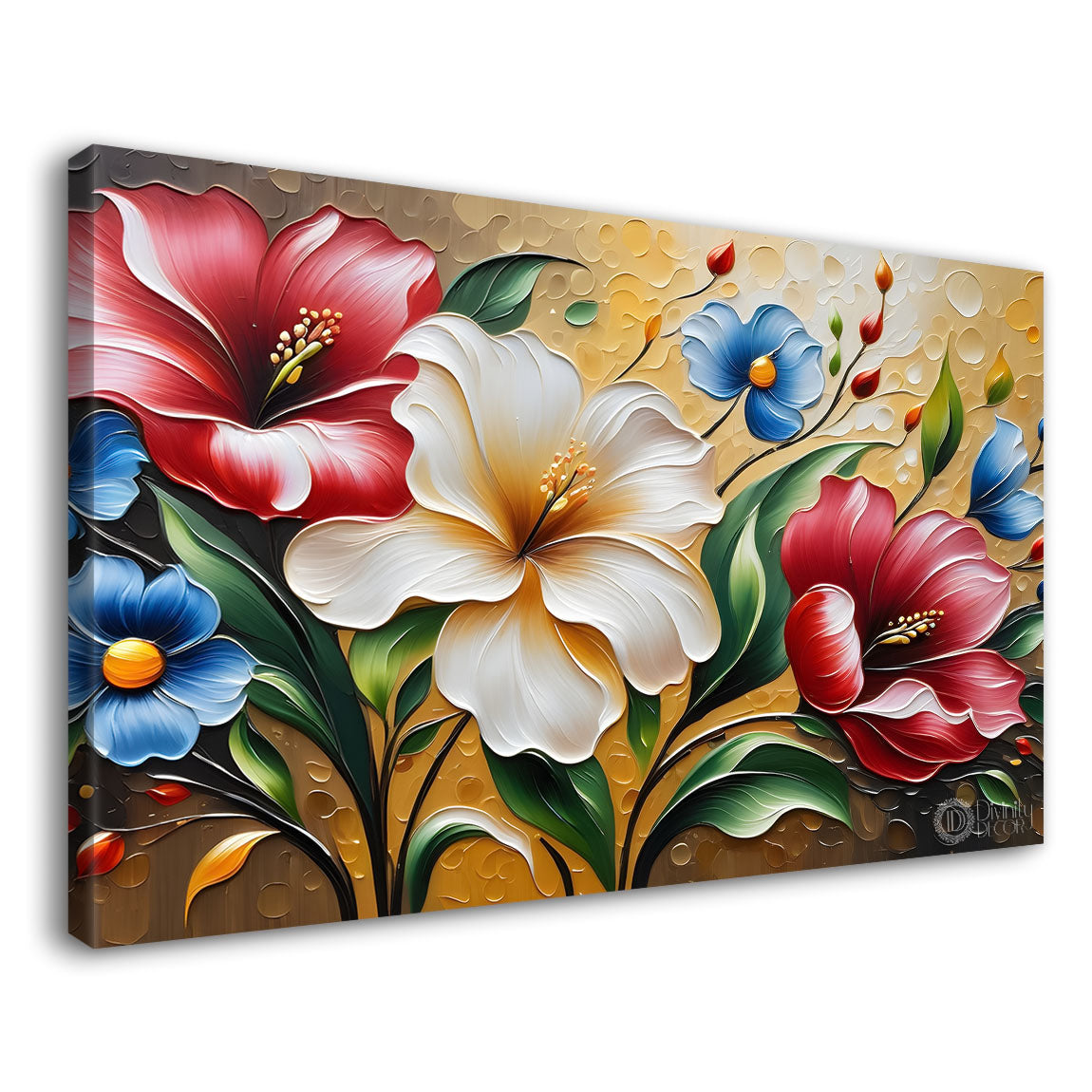 Colorful flowers with light textured painting- Design - Flower-48