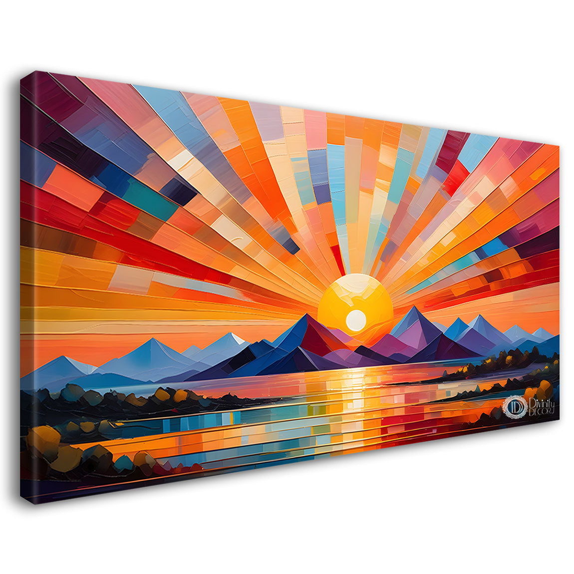Sunset view textured modern art Canvas Painting - Design - Modern-L-491