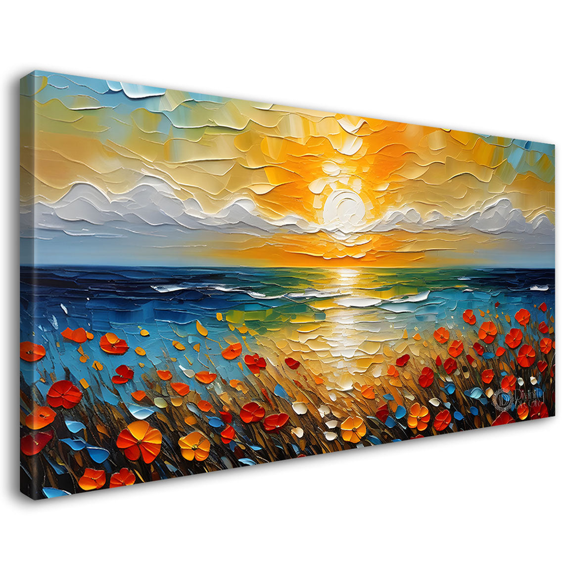 Colorful sunrise view textured painting Canvas Painting - Nature Art -491
