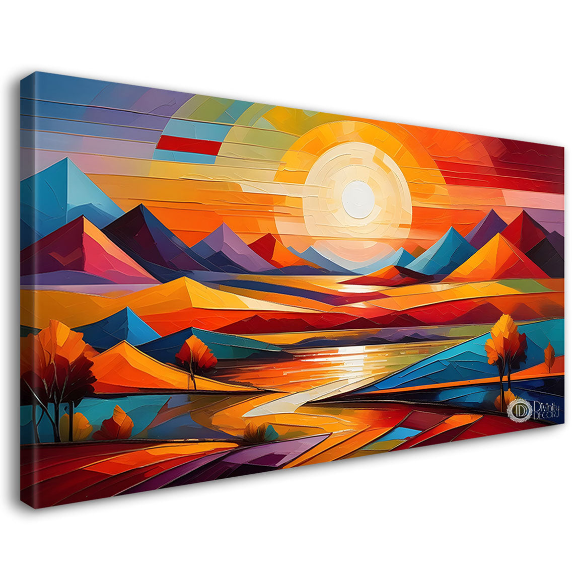 Sunset view textured modern art Canvas Painting - Design - Modern-L-492