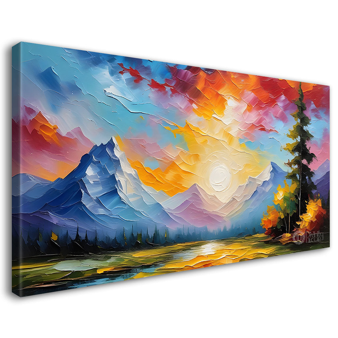 Mountains with colorful sky painting Canvas Painting - Nature Art -493
