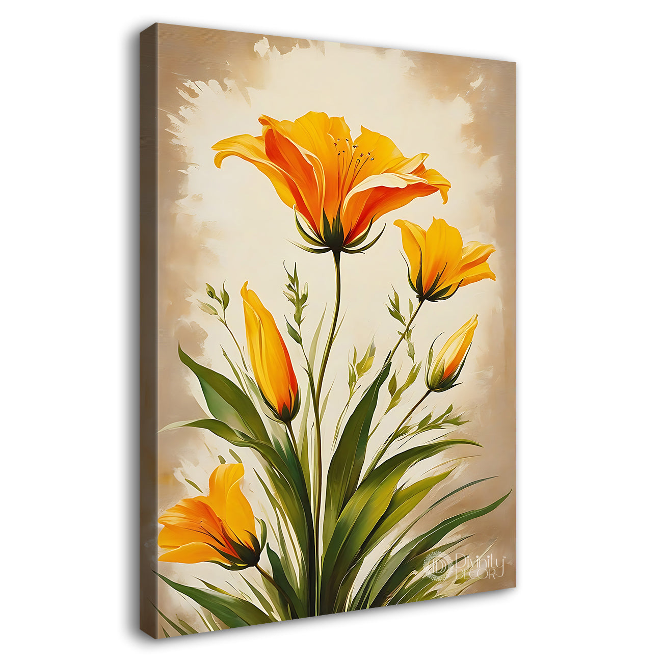 Yellow flowers in light textuerd art  - Flower-V-493