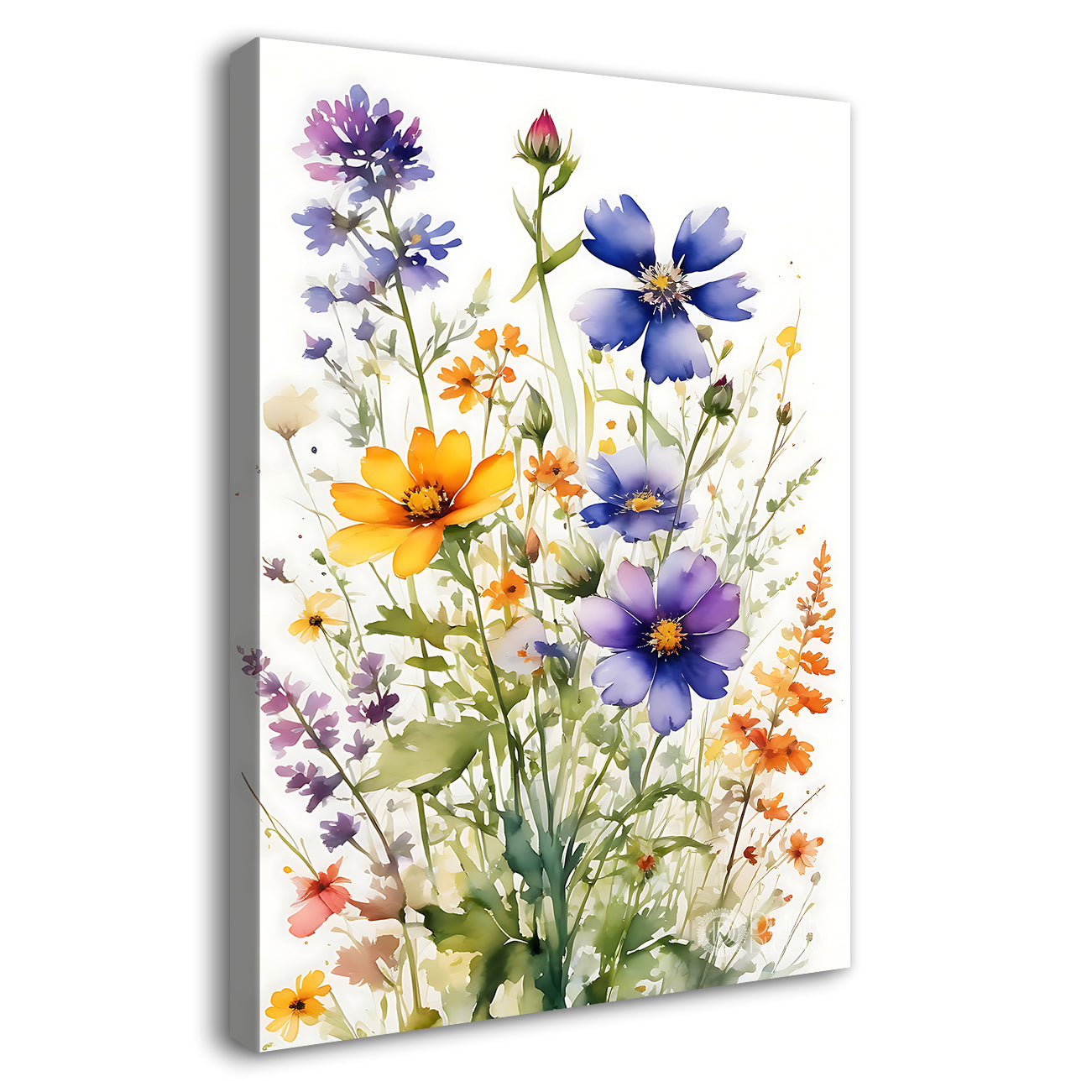 Colourful flowers in white textured painting - Flower-V-499