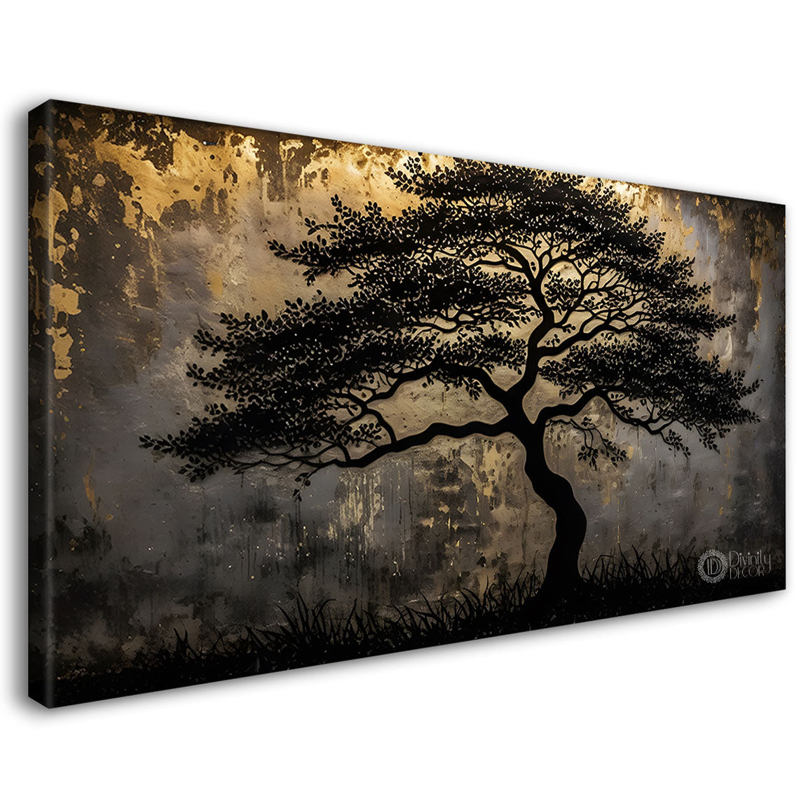 Dark textured tree modern art Canvas Painting - Design - Tree-49