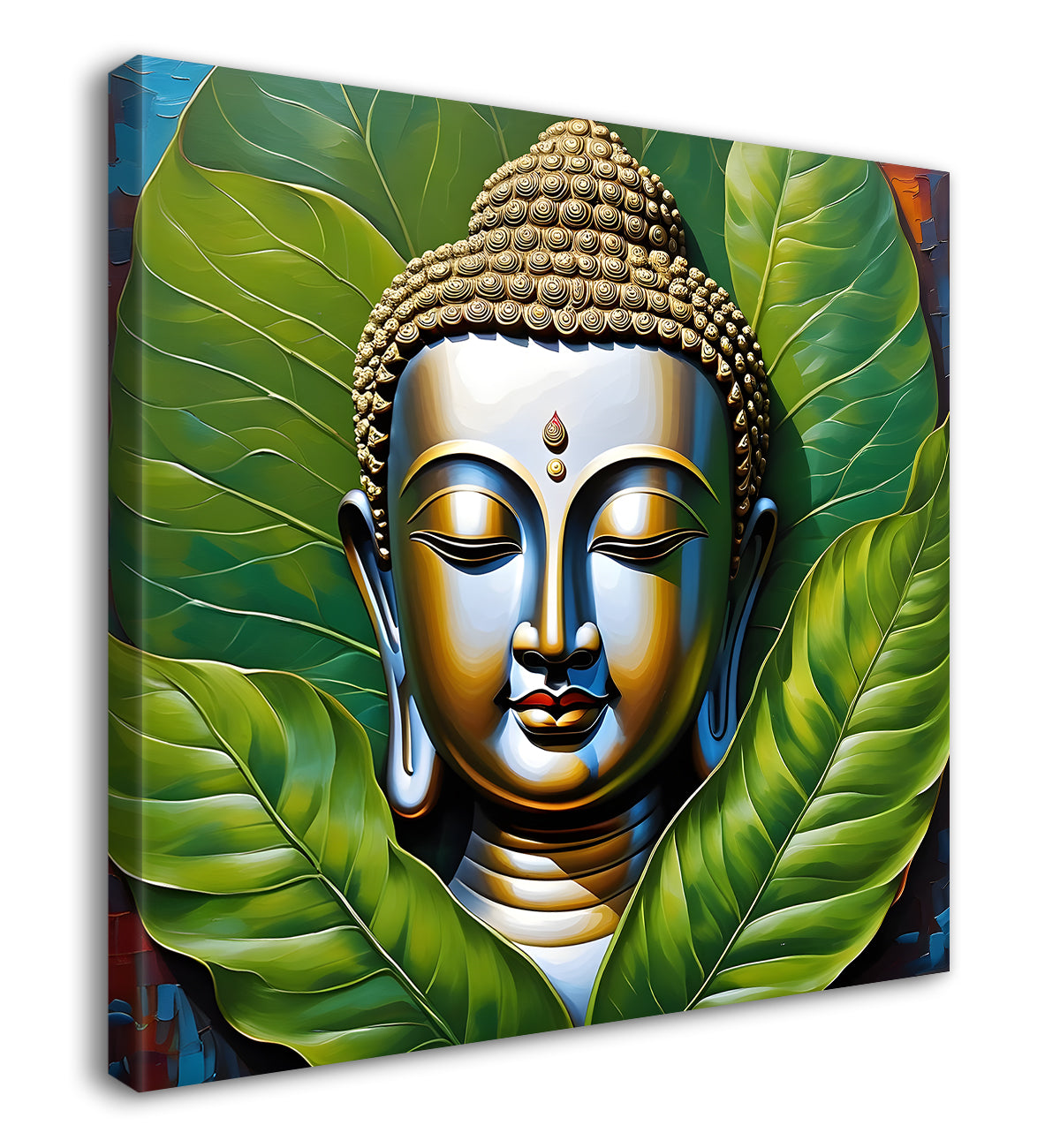 Golden Buddha Painting with textured color 24x24 inch Buddha-S-49