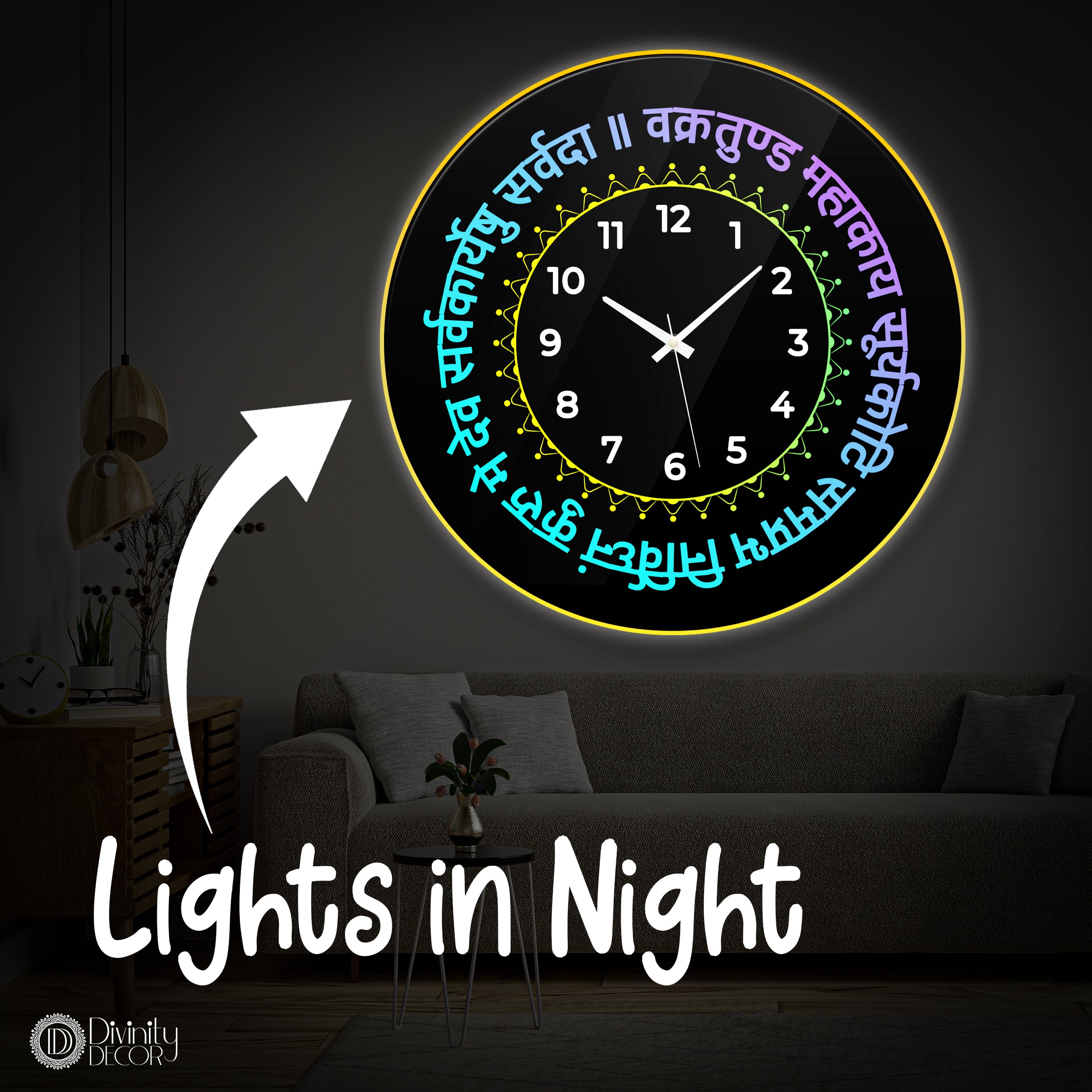 Spiritual LED Light Wall Clock - Design - 5