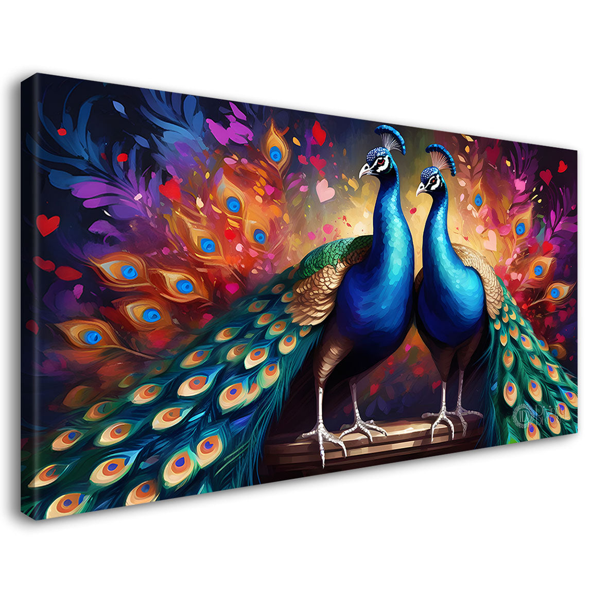 Two peacocks with beautiful background Canvas Painting - Design - Peacock-5