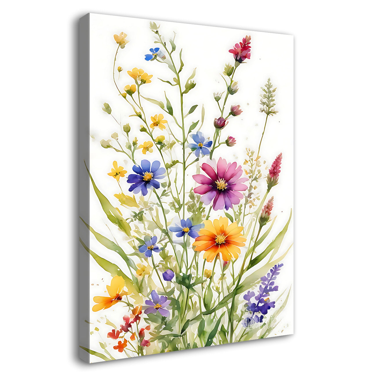 Colourful flowers in white textured painting - Flower-V-502