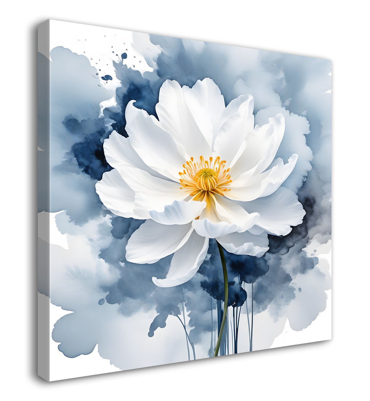 White flower in water colourful textured painting  Flower-S-503
