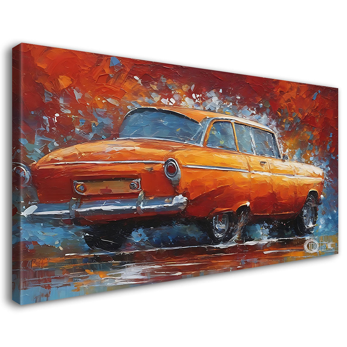 Car in textured oil painting Canvas Painting - Design - Modern-L-505