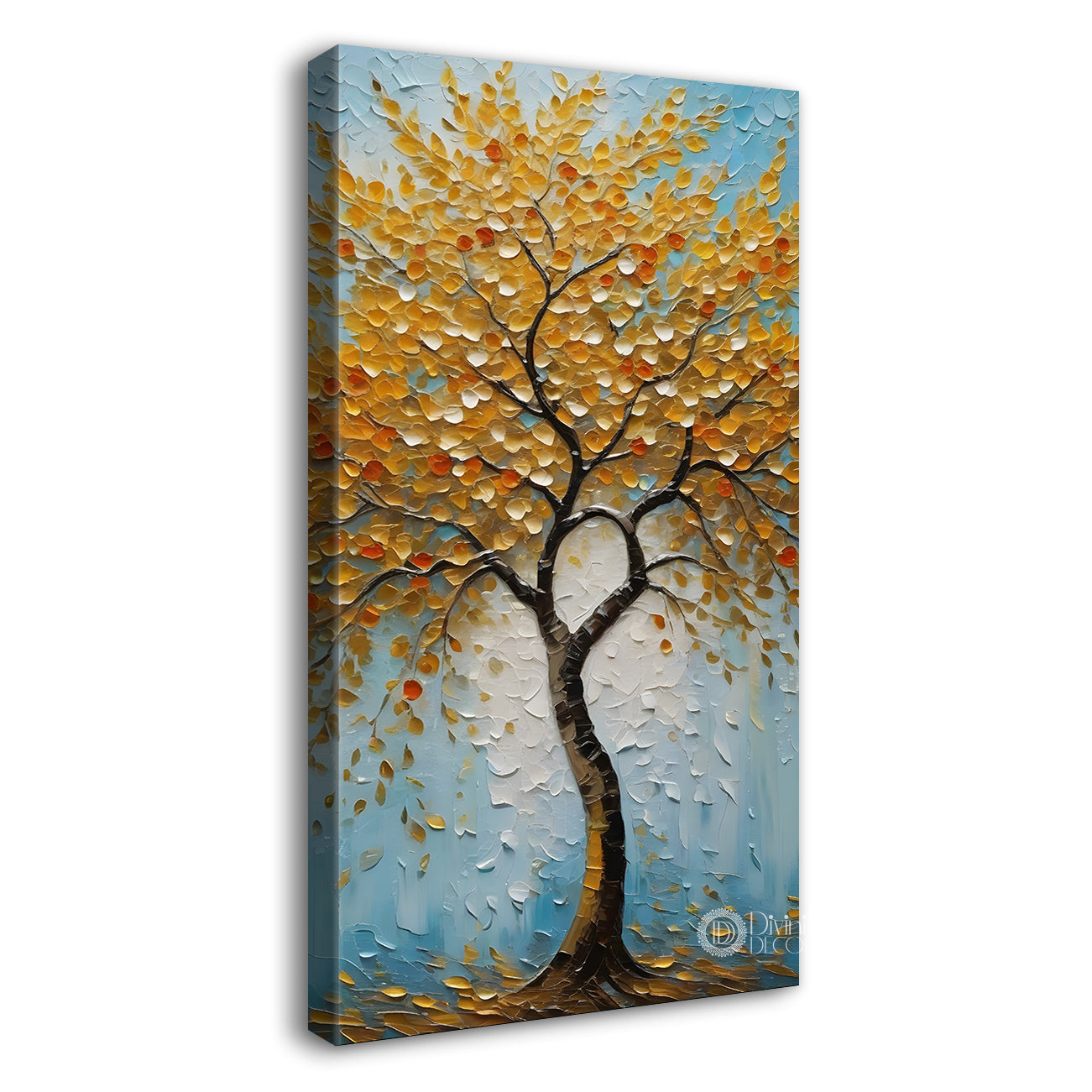 Orange tree in textured modern art Canvas painting - Tree-V-50