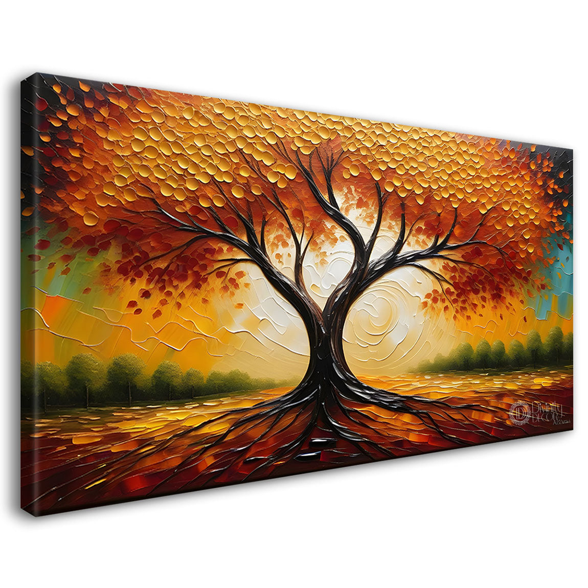 Orange tree in textured modern art Canvas Painting - Design - Tree-50
