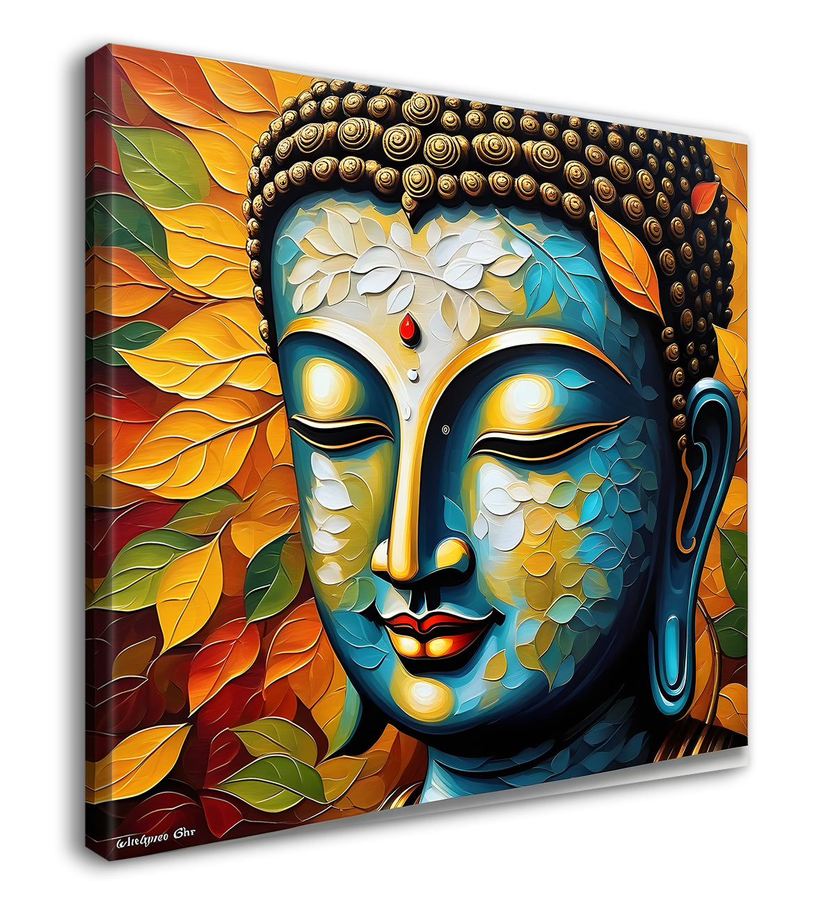 Golden Buddha Painting with textured color 24x24 inch Buddha-S-50