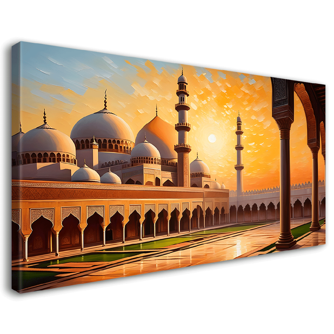 Islamic mosque with sunrise oil painting Canvas Painting - Islamic pai ...