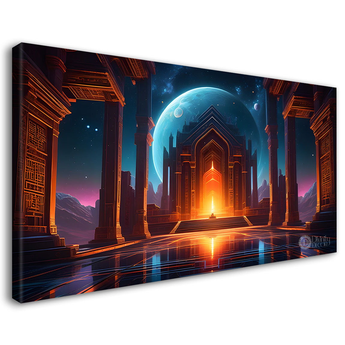 Castle in the night textured painting Canvas Painting - Nature Art -510