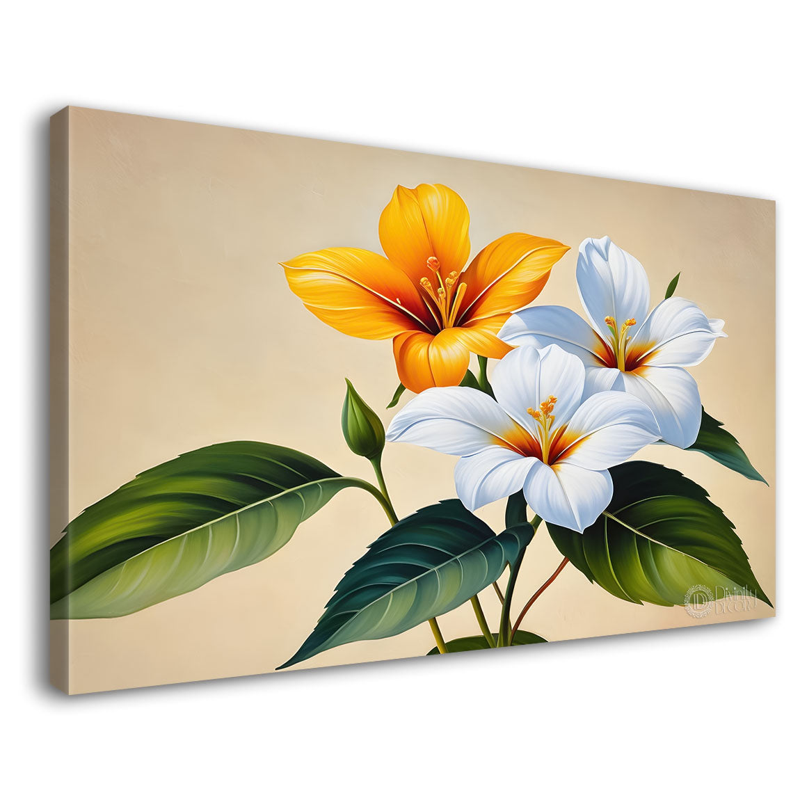 White flower in light background canvas painting- Flower-512