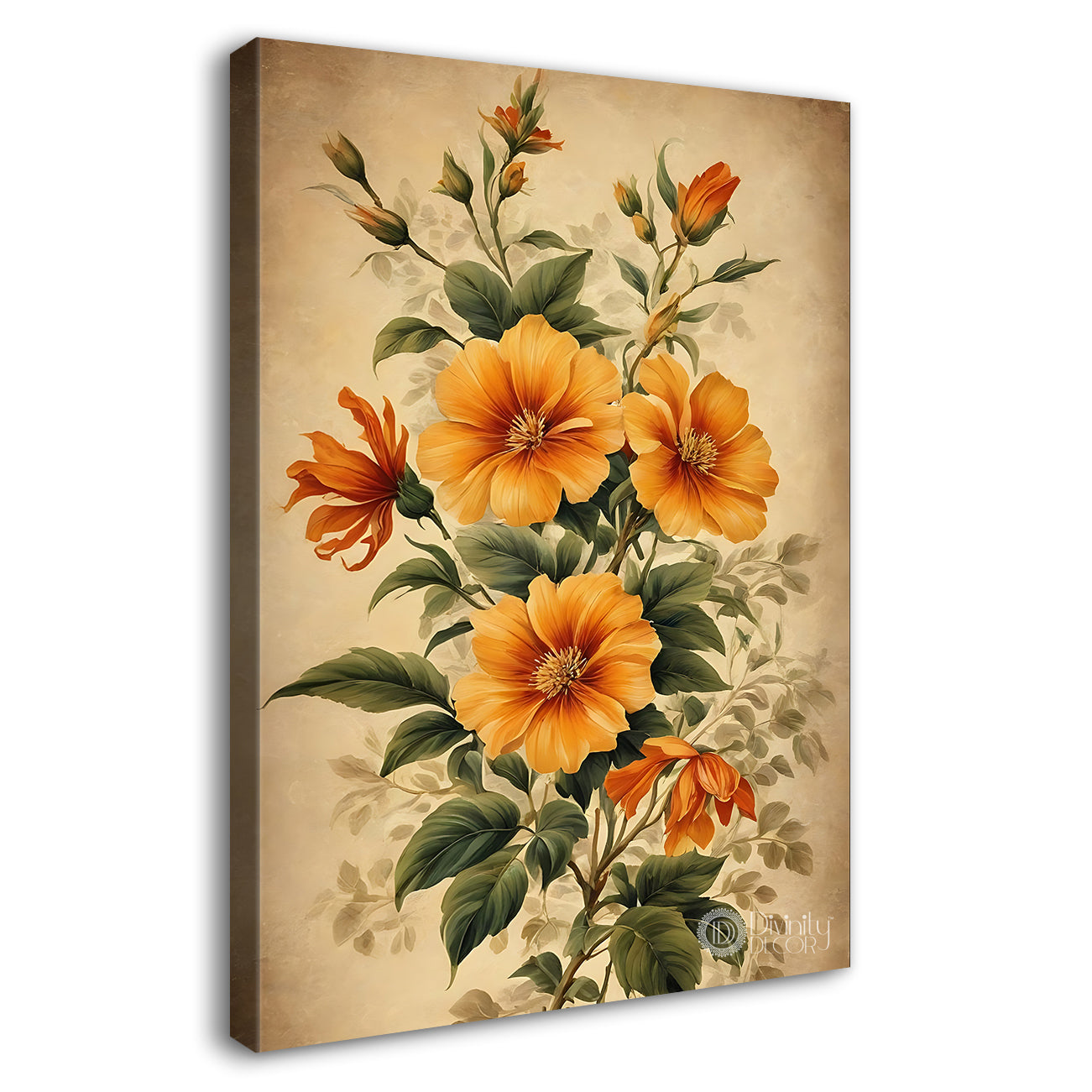 Yellow flowers in light background painting - Flower-V-513