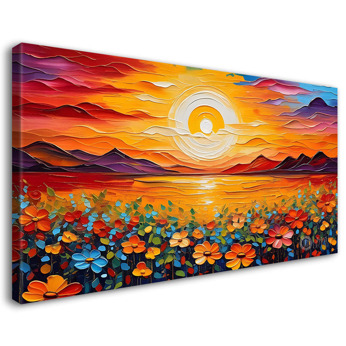 Sun with flowers painting Canvas Painting - Nature Art -514