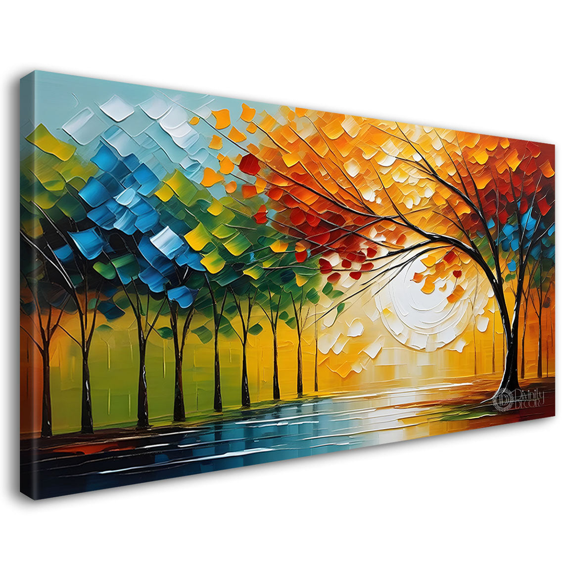 Colorful trees textured painting Canvas Painting - Nature Art -515