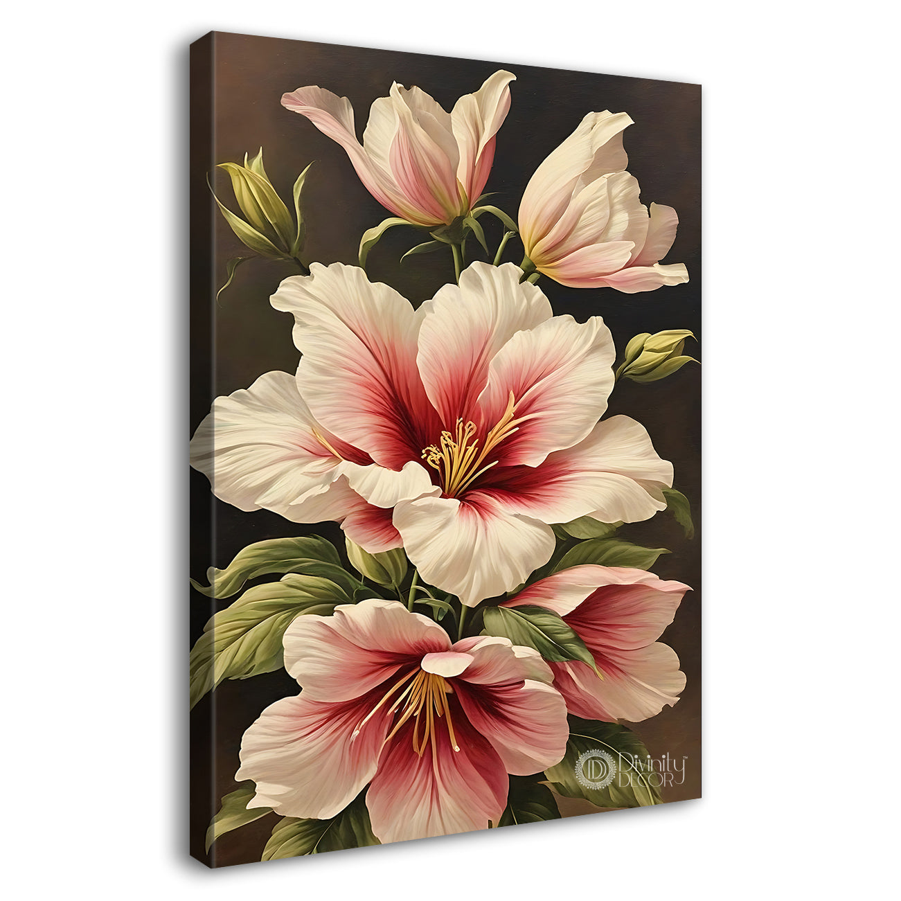 Pink flowers in brown textured background - Flower-V-517