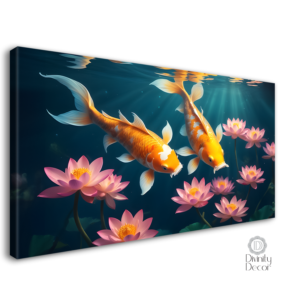 Two gold fish in the water with lotus textured art. - Design - Animal - 51