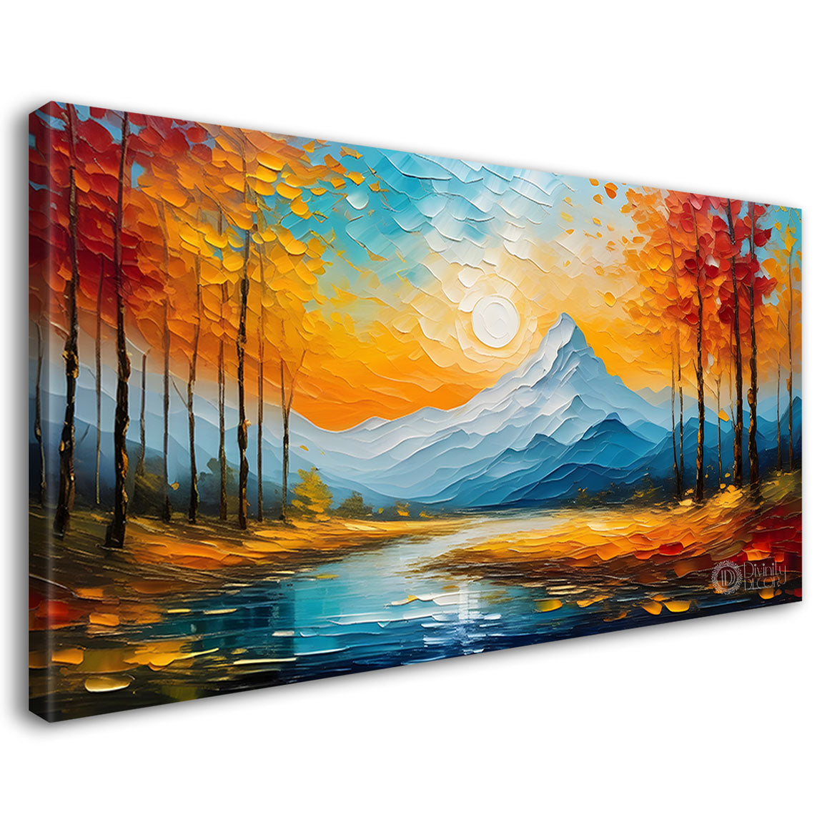Mountains with colorful sky painting Canvas Painting - Nature Art -520